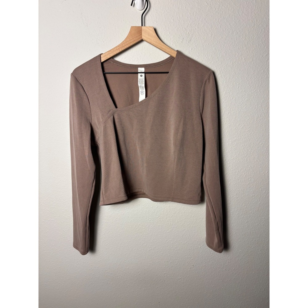 Lululemon Ribbed Softstreme Asymmetrical Long-Sleeve Shirt Taupetastic XL